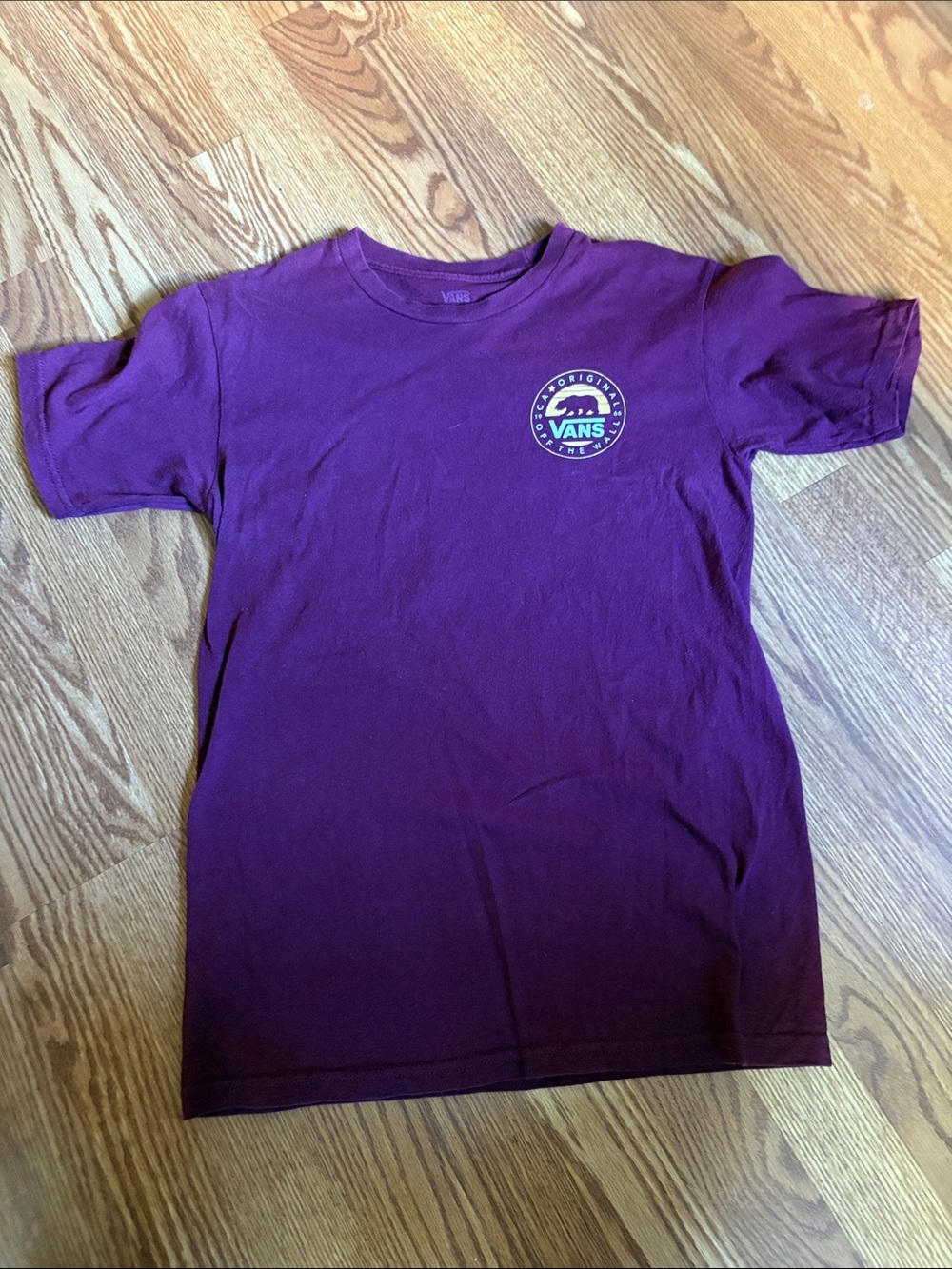 Vans Burgundy Crew Neck Tee with Small Chest Logo